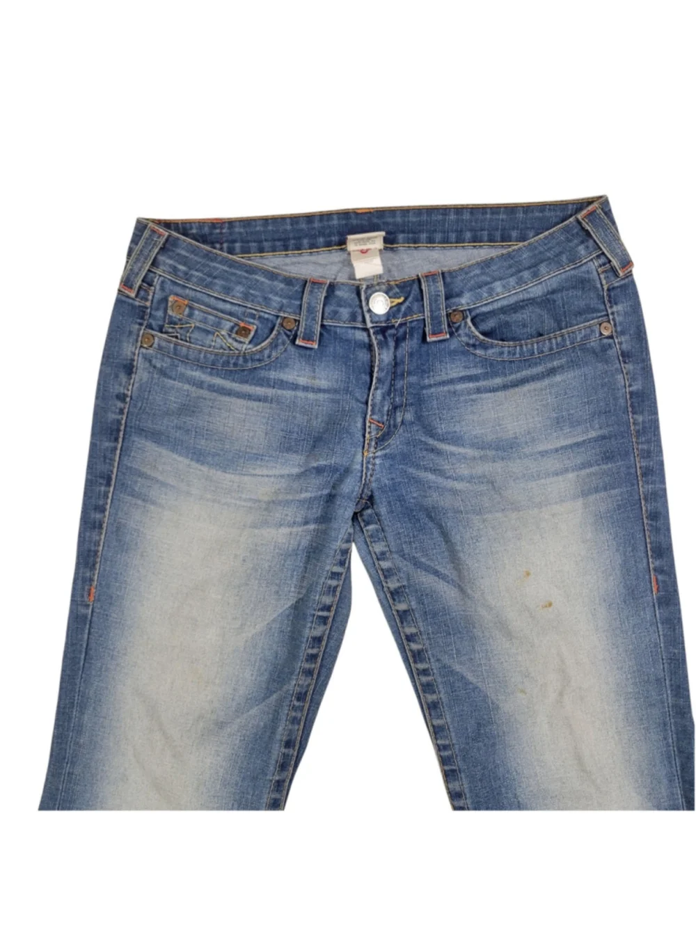 True Religion Bobby Men's Distressed Cut-Off Fray Ankle Blue Jeans Size 31/30